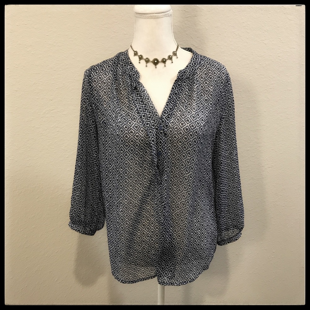 Gibson Blue and White Blouse